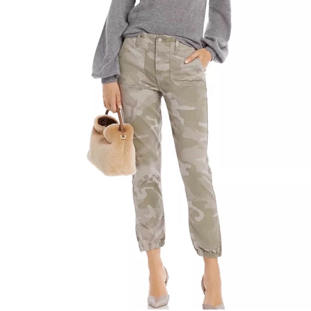 PAIGE Camo Jean Joggers Size 26 Utility Ankle Zip Pants Neutral Camouflage - Picture 2 of 9